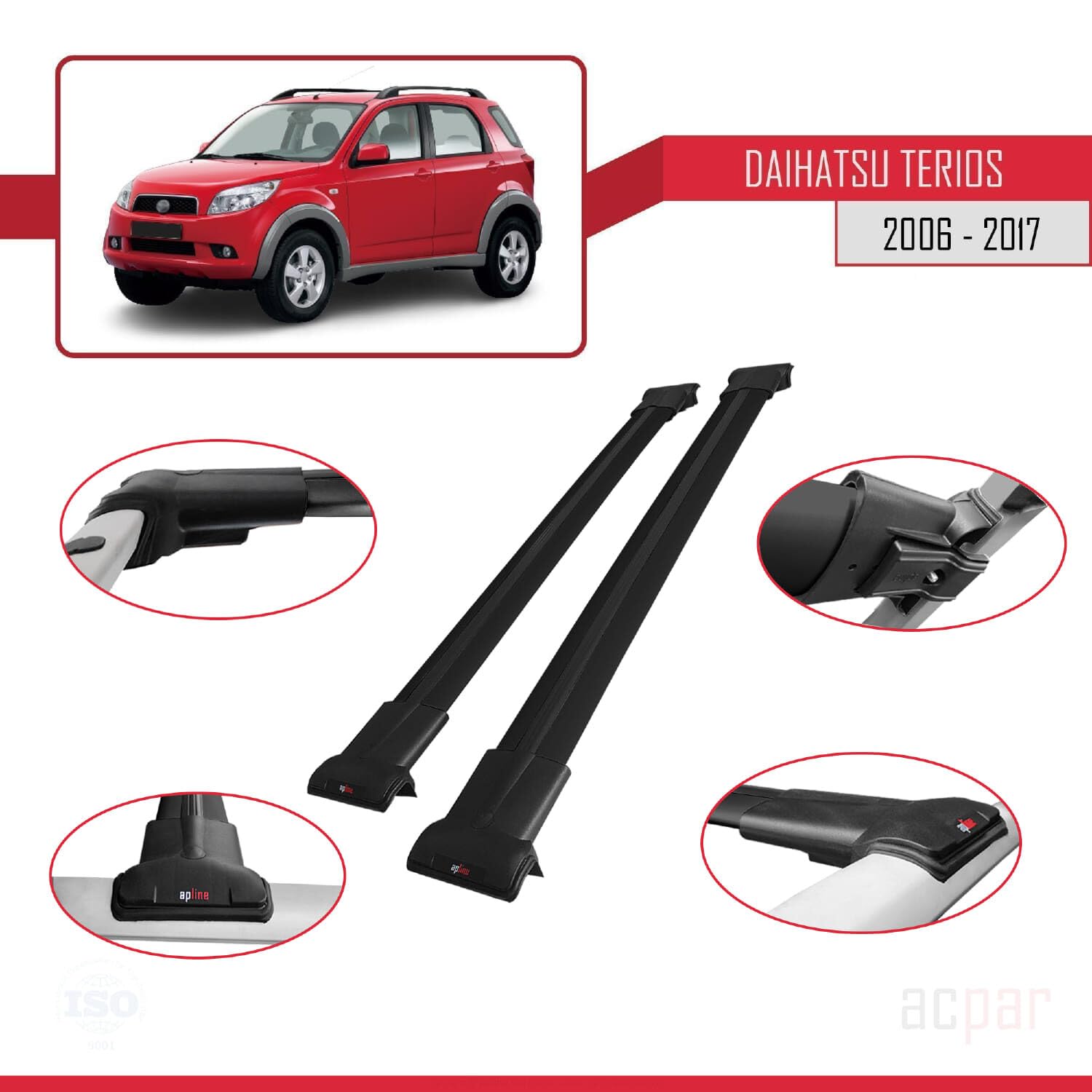 Barre Portatutto Portapacchi Tetto Per DAIHATSU TERIOS Dal 2006 A - 8
