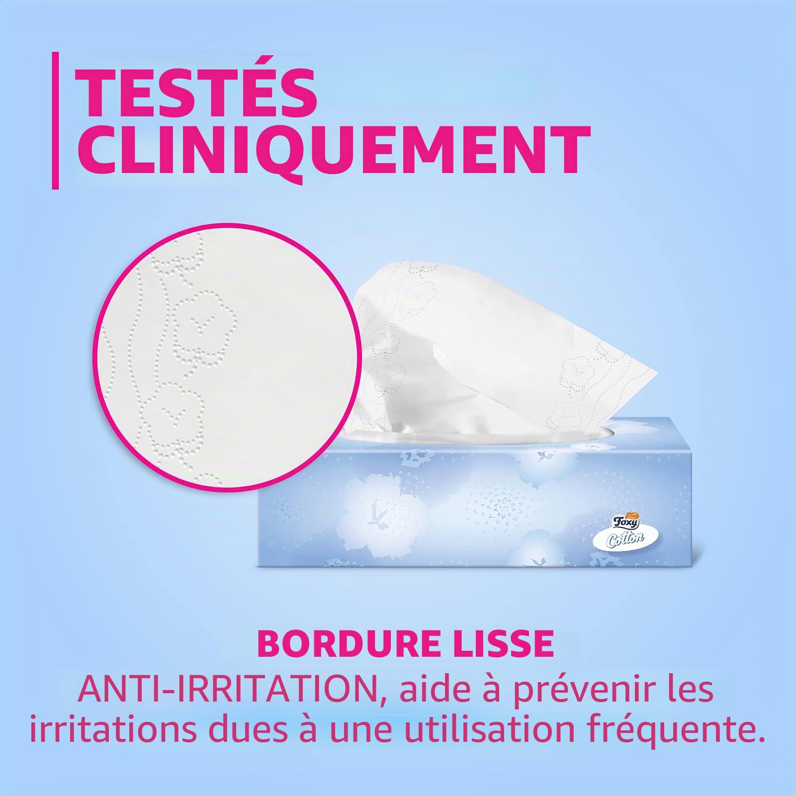 Foxy Cotton | Mouchoirs en boîte | 12 Box de 90 mouchoirs 3 voiles | Papier 100% certifié FSC® | Emballage 100% recyclable