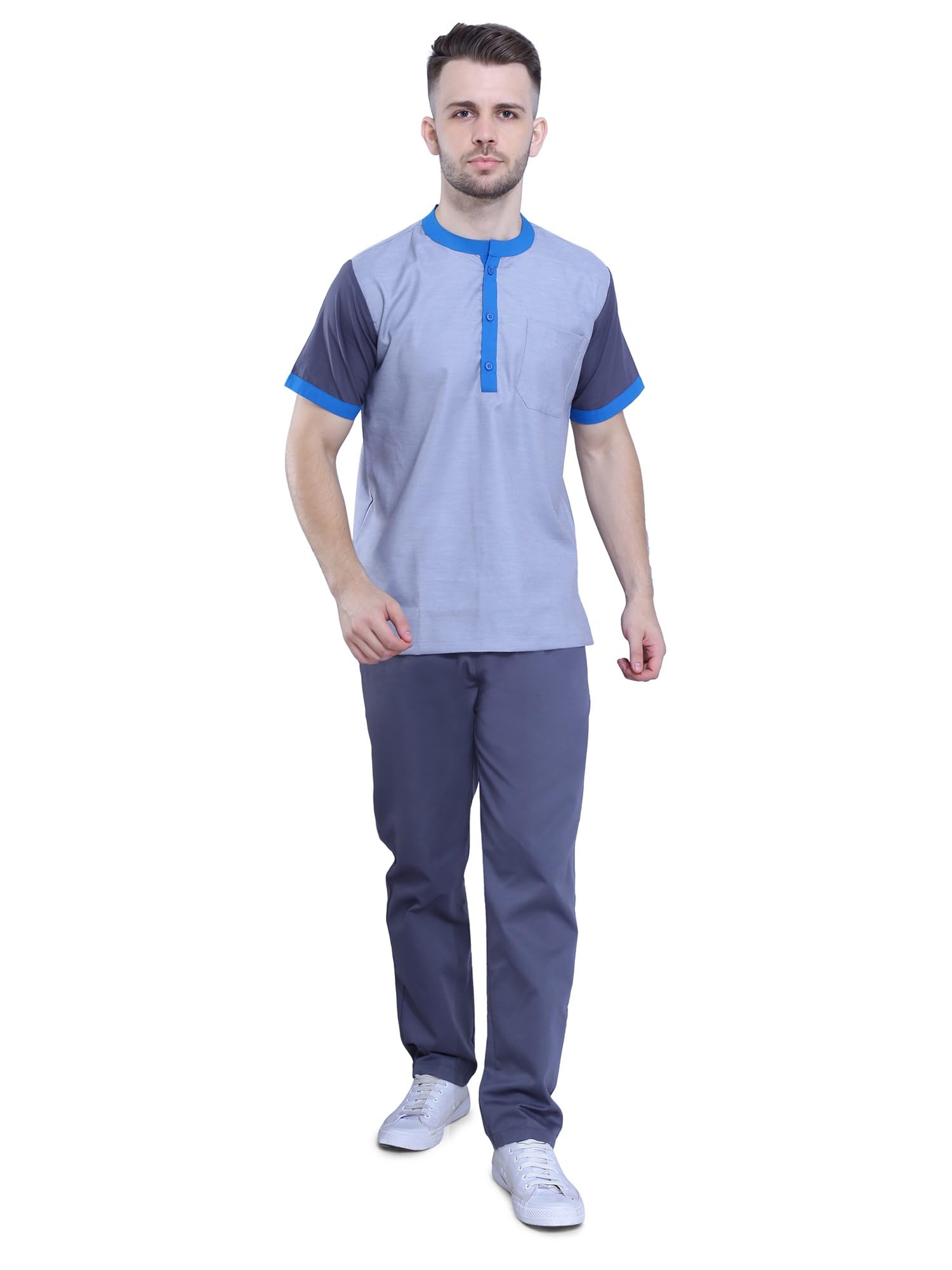 uniform craft Male Support Staff Uniform (Chinese/Mandarin Collar) – Ideal for hospital ward boys, support staff, house helps, office helps, servant uniforms, housekeeping teams, cleaning staff & more-picture-45