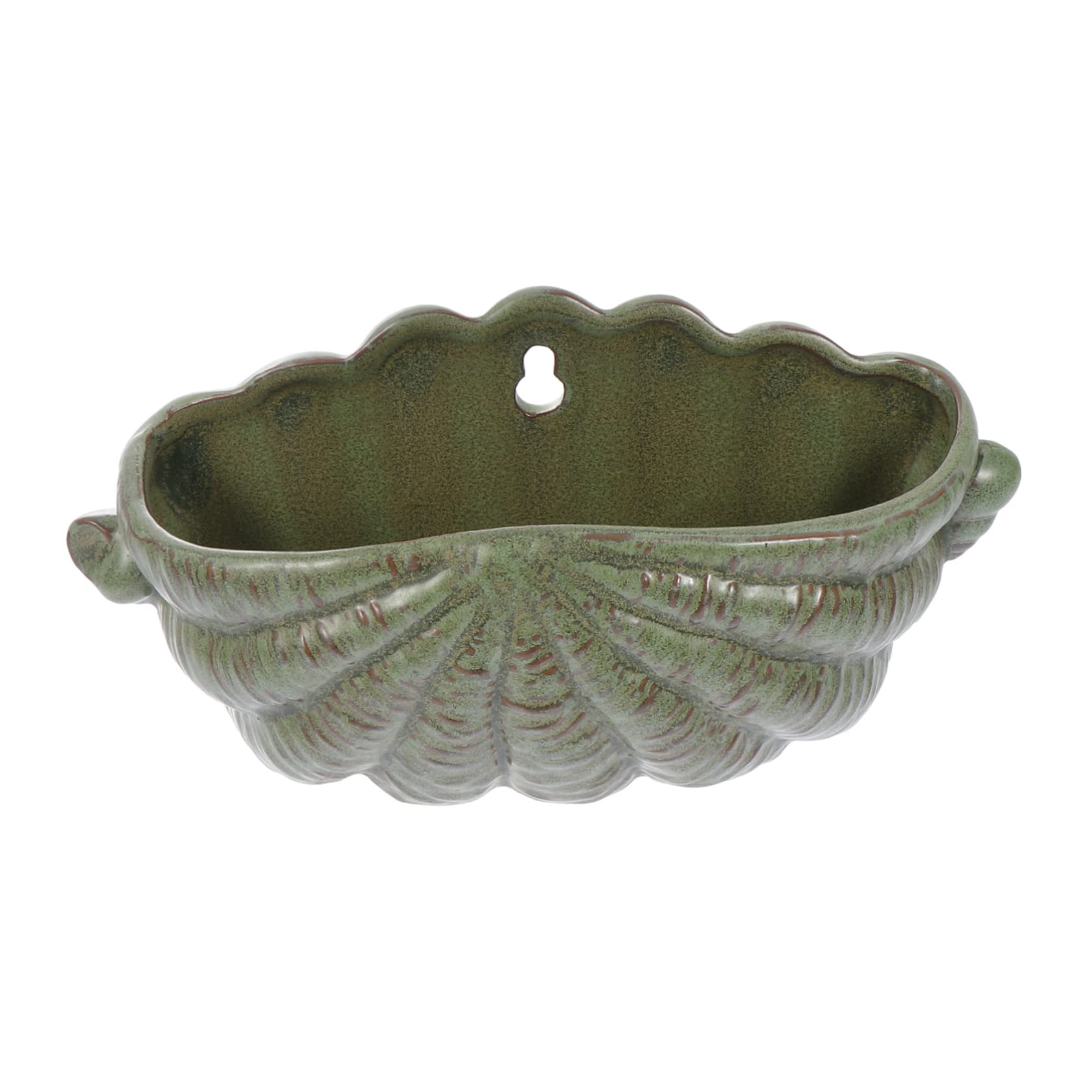Keramik Wandblumentopf Braun Vintage Hängeblumentopf für Sukkulenten und Kletterpflanzen Platzsparender Pflanztopf mit Einzigartiger Dekoration