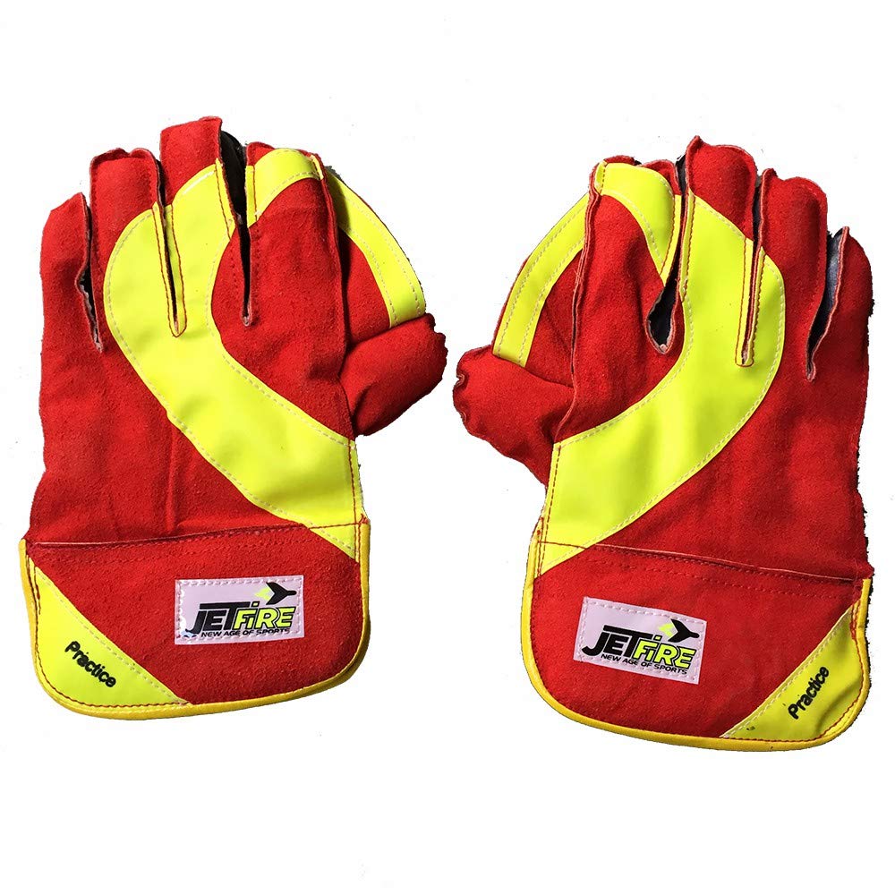 JetFire Foam Basic Practice Cricket Wicket Keeping Gloves Wicket Keeping Gloves (L, Green, Multicolor)