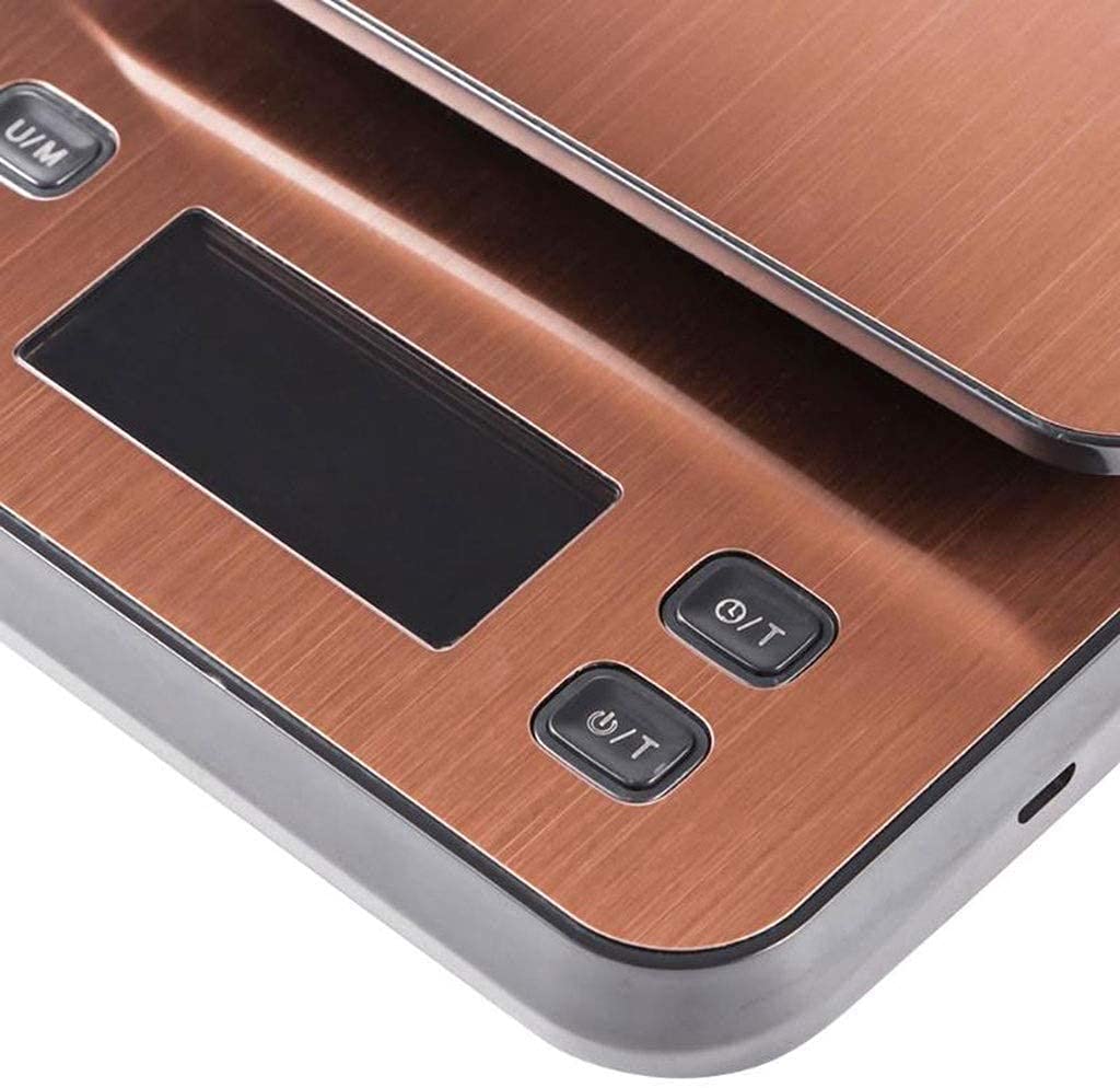 Balance électronique de Cuisine numérique en Acier Inoxydable avec écran LCD, Marron - 3 kg/0,1 g, Marron - 5 kg/0,1 g,Brown-5kg/0.1g