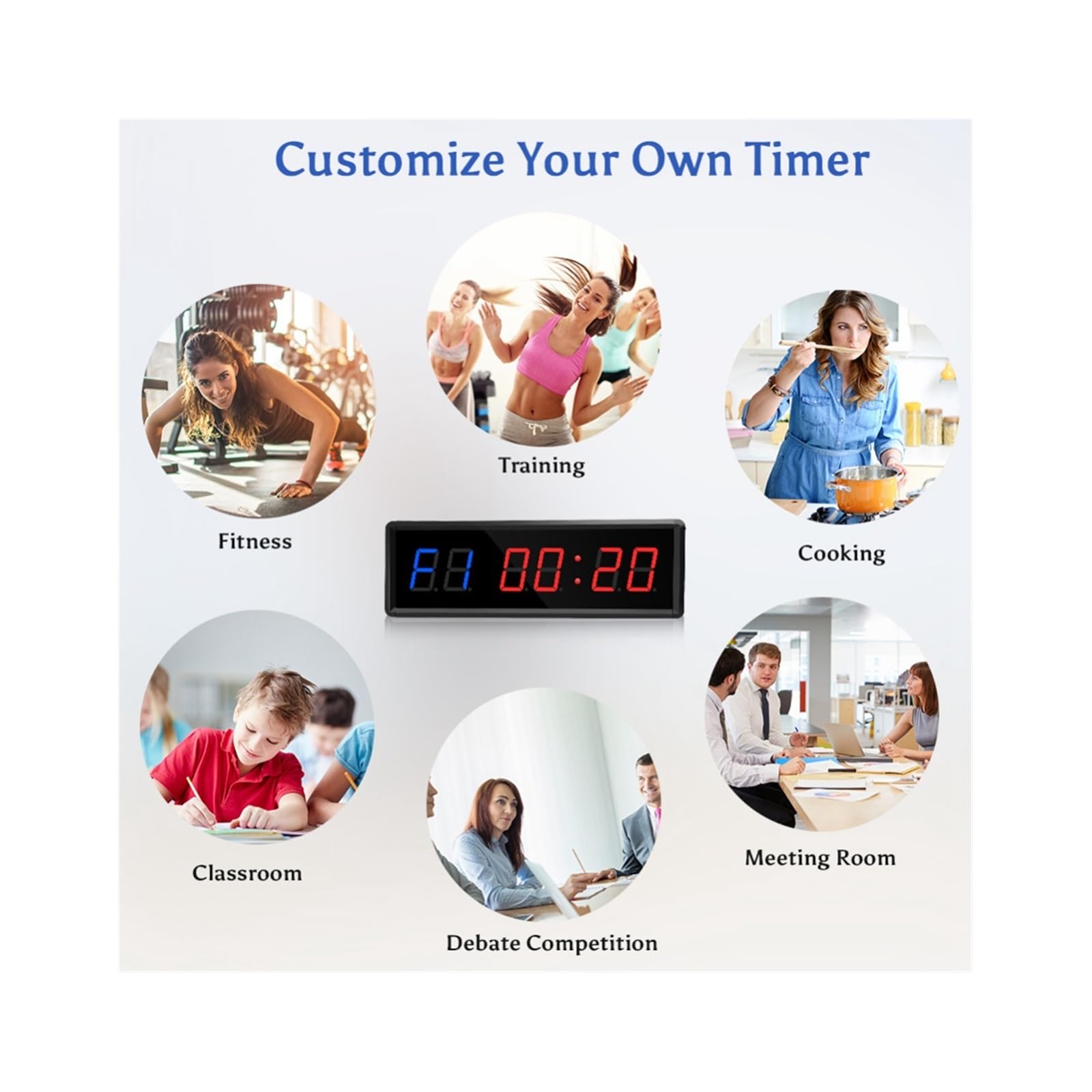 Countdown Timer, Cronometro digitale for conto alla rovescia con timer da palestra con timer a intervalli LED remoto for fitness in palestra a casa