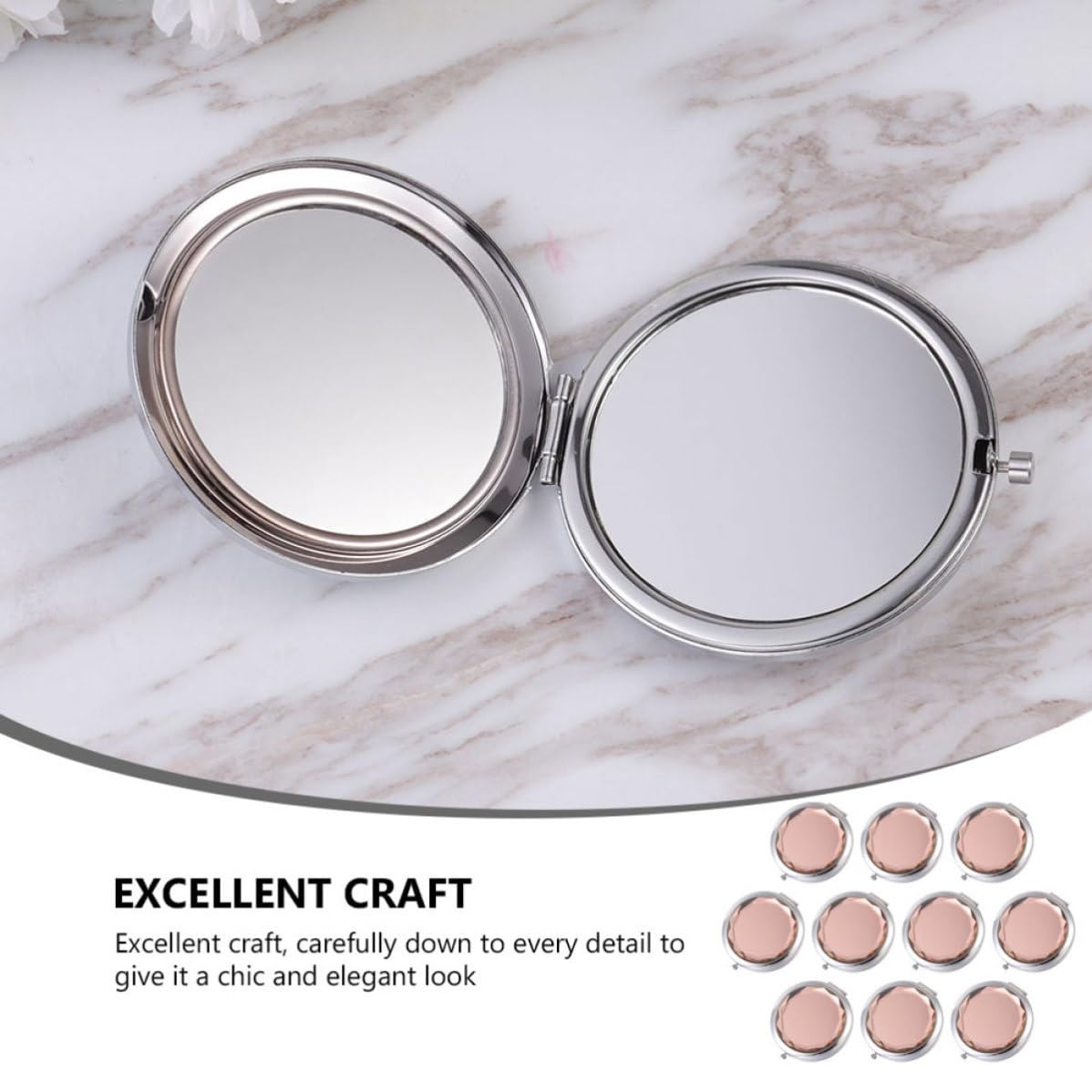 TOYANDONA 10 Piezas Espejo Compacto de Maquillaje de Doble Cara, Plegable, de Metal y Vidrio, Ligero y Elegante para Llevar Bolso o Viajes de Mujeres