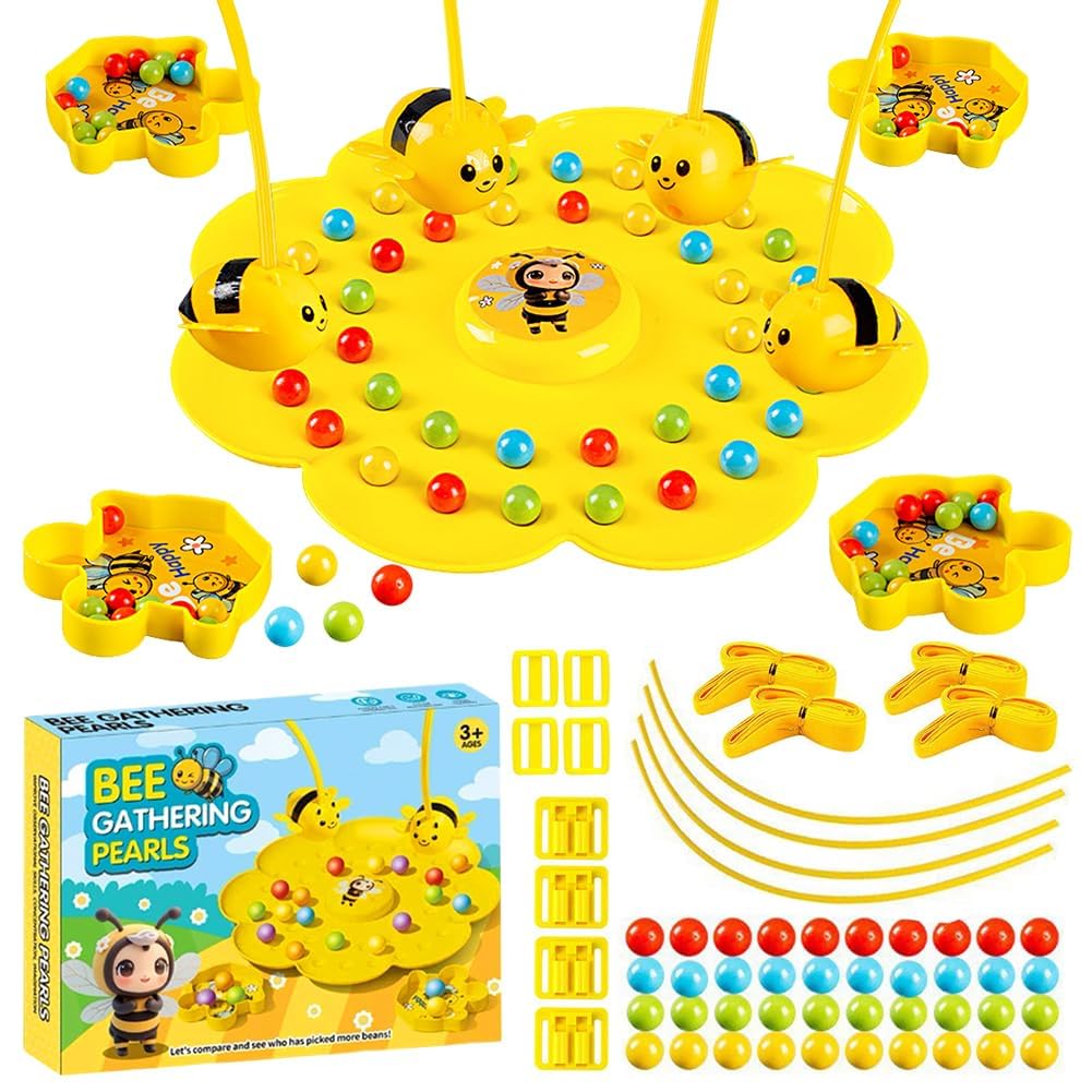 Magnetic Fishing Game, Bee Magnetic Interactive Toys Busy Bees Game Bee Bean Picking Games Magnetics Funny Gameset Family Night Party Board Educational Funny Game for Fridends, Adults and Groups