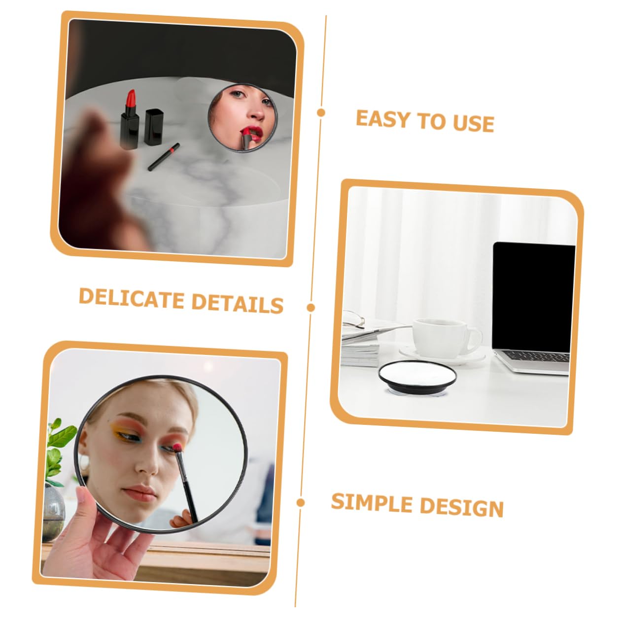 VICASKY 5 espejos de maquillaje para baño, espejo de viaje con luz LED, con ventosa, espejo de aumento, espejo de aumento de 30 aumentos, acrílico