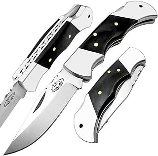 Folding knife 420cs Stainless Steel Folding hunting knives 5.5 Inch Black Buffalo Horn Handel hiking knife- blade knife-knife folding-camping pocket knife-small folding knife-hand knife-folding knives- pocketknife-sharpest pocket knife-hiking knife- outdoor knife-best pocket knife-mens knife - Best.Buy.Damascus1