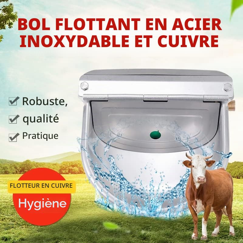 Abreuvoir automatique avec valve flottante en cuivre,Grande capacité,En acier inoxydable,Abreuvoir pour bovins,Abreuvoir automatique pour chien,Gamelle automatique pour cheval