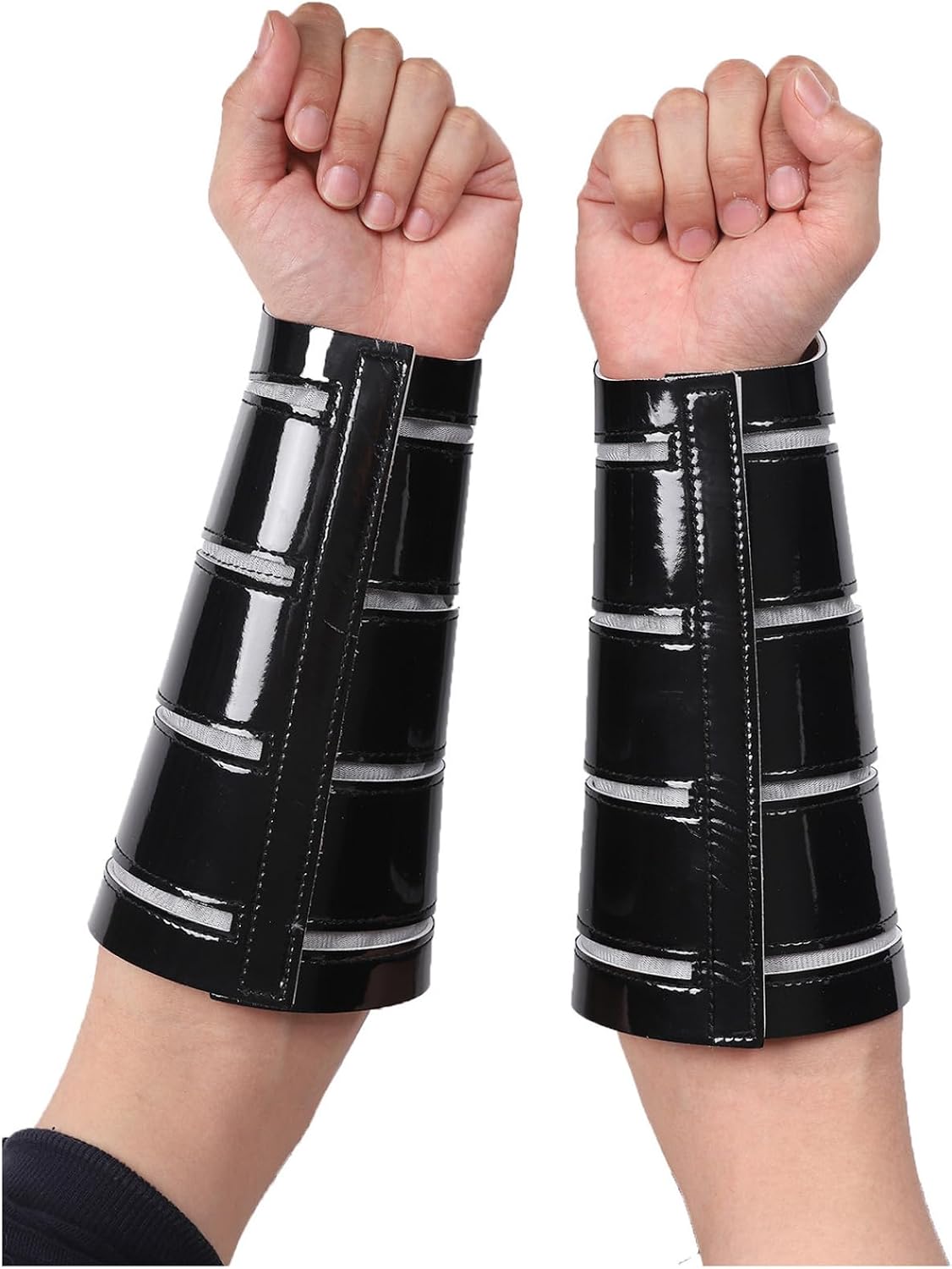 Shiny Metallic Bracers for Men Medieval Knight Arm Bracer Armor for Halloween LARP Theme Party