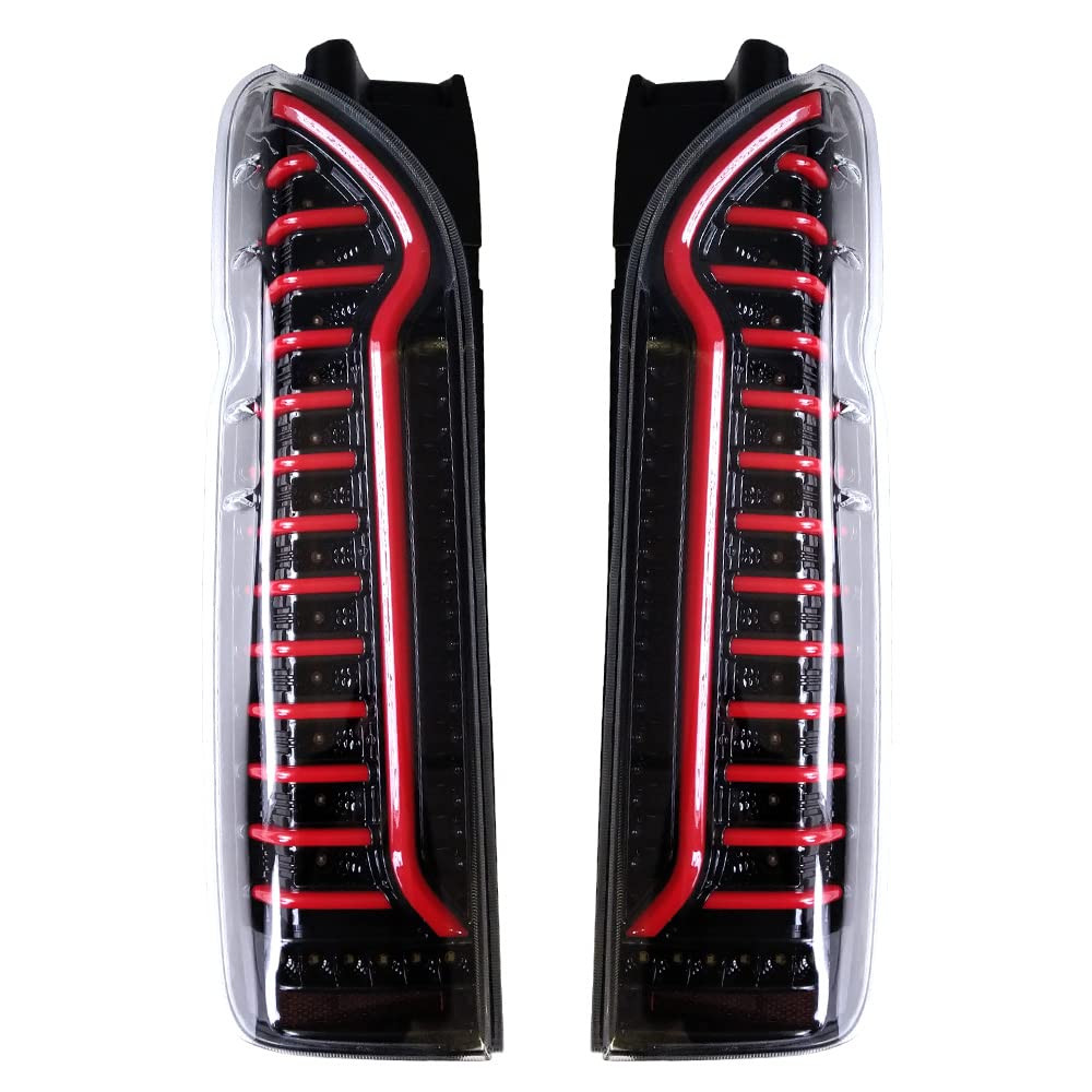 200系ハイエースLED黒色チューブテールランプとハイマウントランプ 