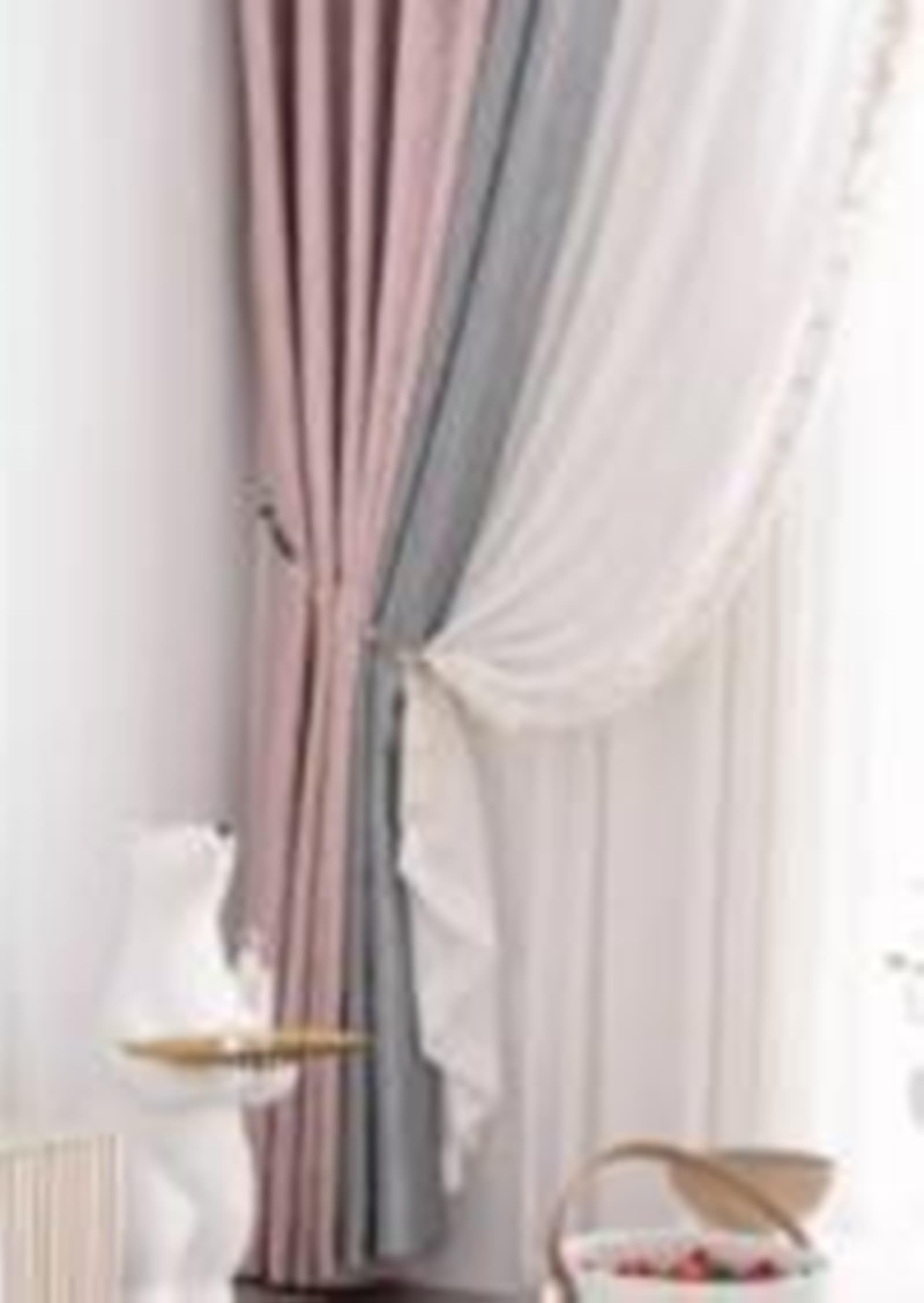 Wycian Verdunklungsstoff Vorhänge Grau Rosa 2 Er Chenille Textur H160 X B96Cm für Schlafzimmer