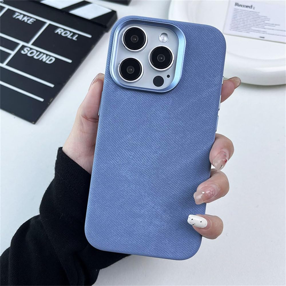 Housse de protection de luxe iPhone 15 Pro cuir bleu - 8