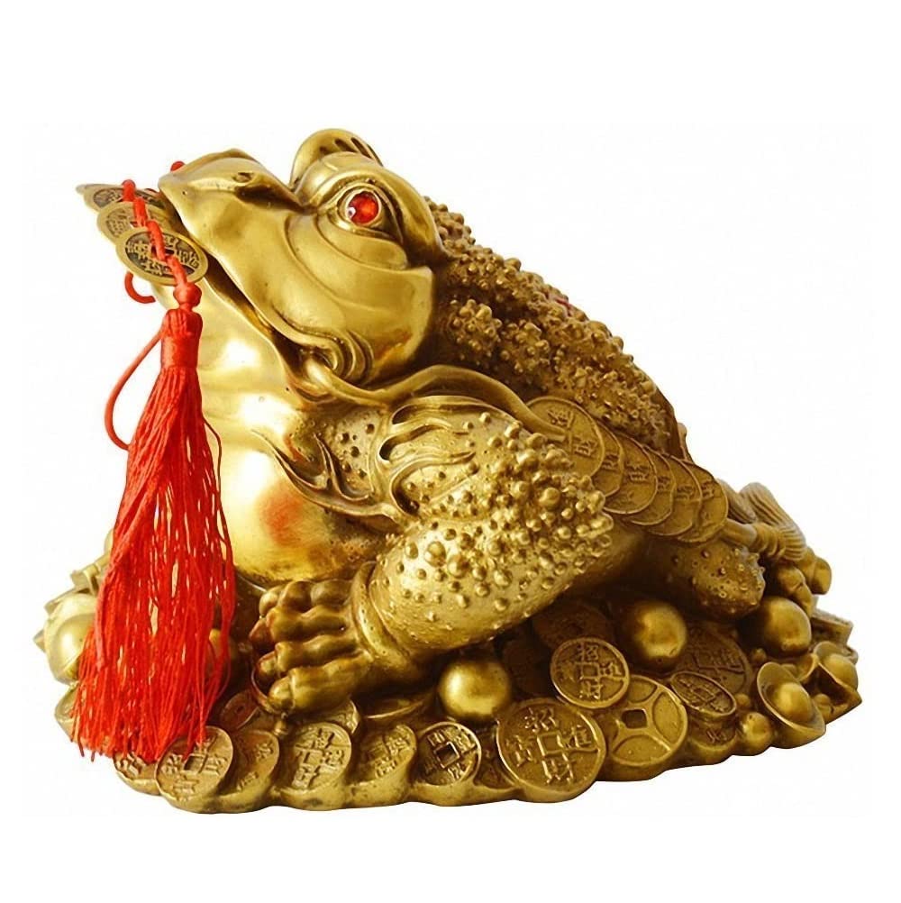 Fengshui Products Wealth Frog Golden Toad with Three Legs Brass Frogs Statues and Sculptures for Home Office Decor