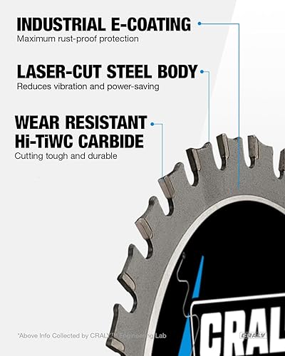 Miniatura 3 de CRALY Hoja de sierra circular de corte de acero y metal ferroso de 5-38 pulgadas, 30 dientes, eje de 0.787 in, corte delgado, hoja profesional con