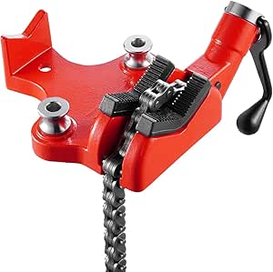 VEVOR Heavy-Duty Pipe Chain Vise, 1/4" - 6" Pipe Capacity, 28" Rugged Chain &amp; Cast Iron Base, Industrial-Grade Pipe Clamping for Plumbing, Automotive Repairs, Metalworking