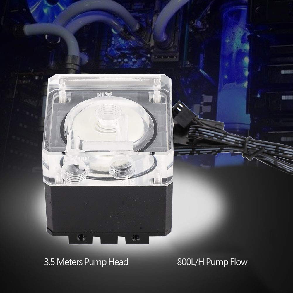 Pompe à Eau Pour PC Watercooling - Débit 800L/H, Hauteur 3,5m, 3000 Tr/min - Réservoir Intégré, Filetage G1/4" - Argent - 5