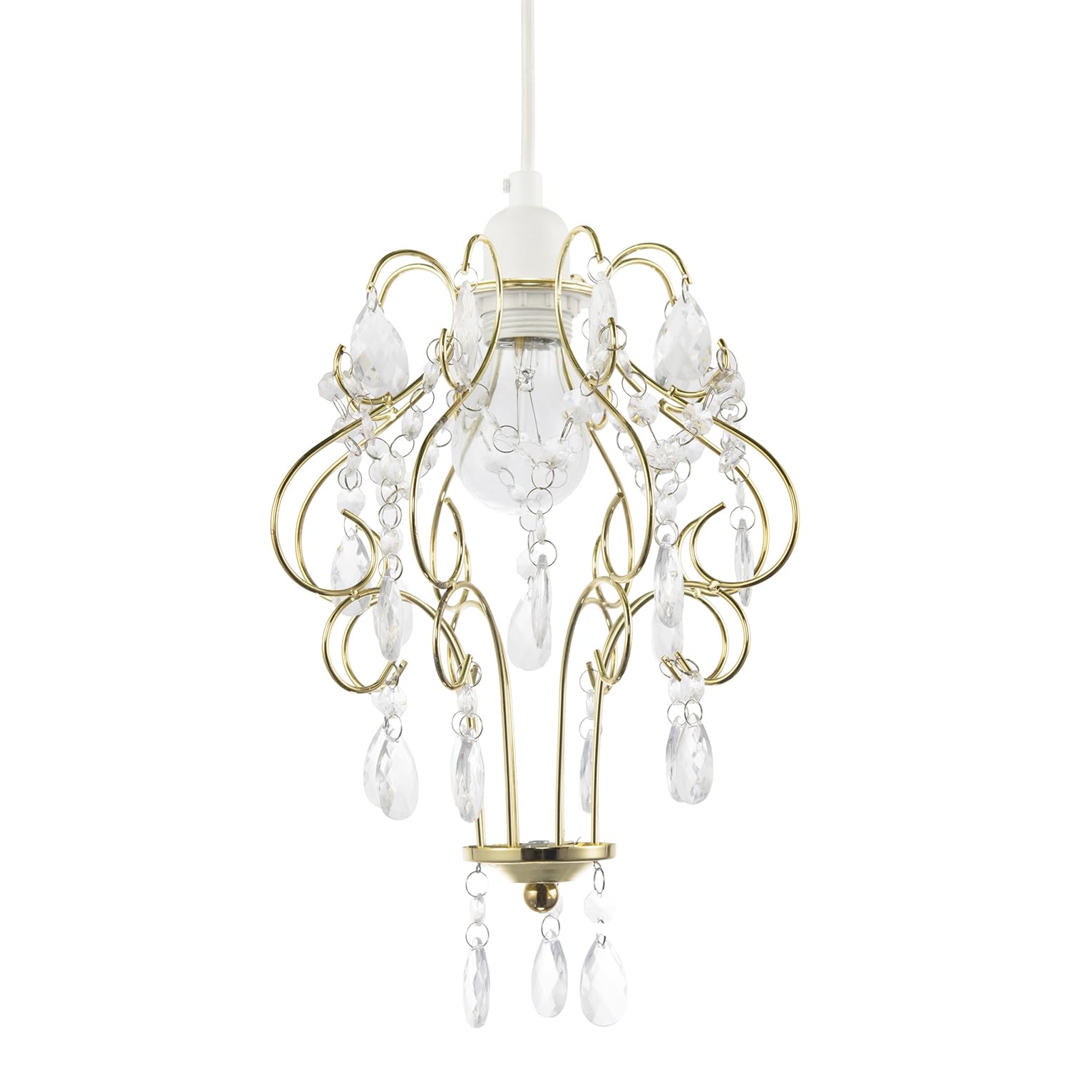 Happy Homewares Polished Gold Shabby Chic Chandelier Style Pendant Shade With Acrylic from B&Q