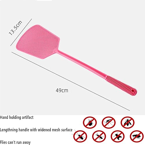 Miniatura 2 de Matamoscas de plástico, matamoscas de plástico resistente, paquete de 4 matamoscas manuales flexibles y fuertes con mango largo para ayudante de