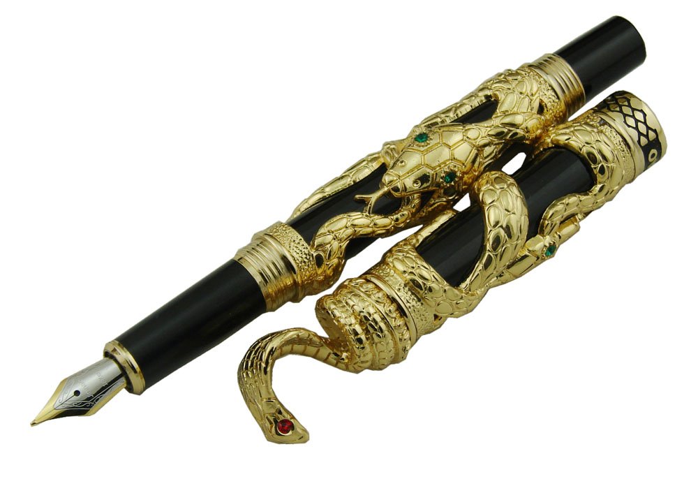 Amazon | Erofa Jinhao 3 D ヘビ柄コレクション ペン、高級黄金万年筆