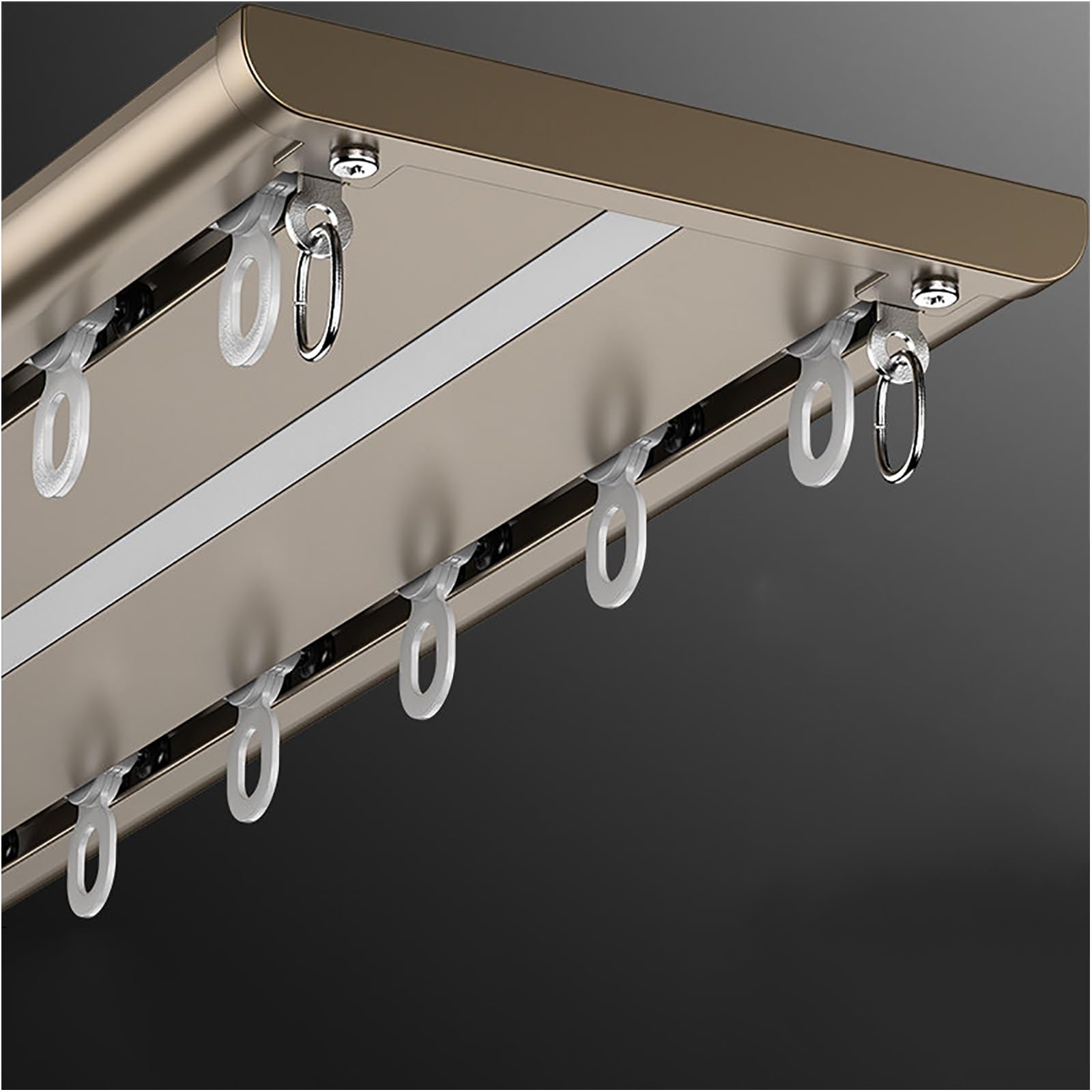 Sistema de riel de aluminio para separar ambientes en el dormitorio
