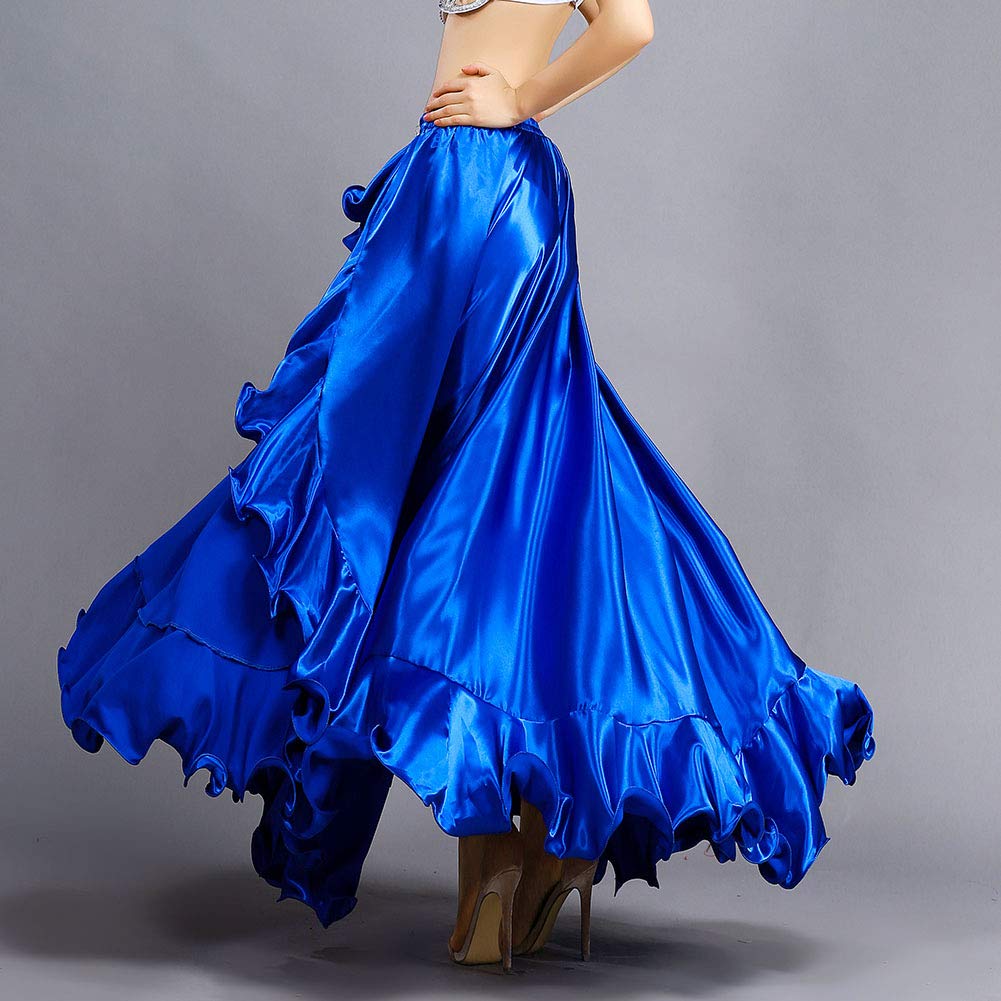 ROYAL SMEELA Bauchtanz Rock für Frauen Bauchtanzkostüm Damen Rüschen Big Swing Röcke Maskerade Elastischer Bund Hoher Schlitz Maxirock Bauchtanz Kleid Sexy Bauchtänzerin Outfits lang bauchtanzrock