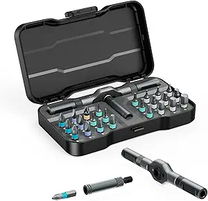 24 in 1 Magnetic Screwdriver Set, DIY Ratchet Screwdriver Set, Multi Bit Magnetic Drive Set with Detachable Ratchet Handle, Portable Precision Repair Tool Kit for Furniture Computer Bicycle
