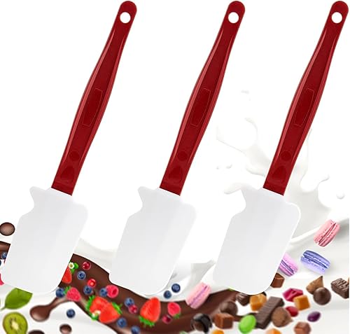 Miniatura 7 de Juego de 3 espátulas de goma de silicona, raspadores de silicona de alta resistencia al calor, espátulas comerciales para cocinar, juego de