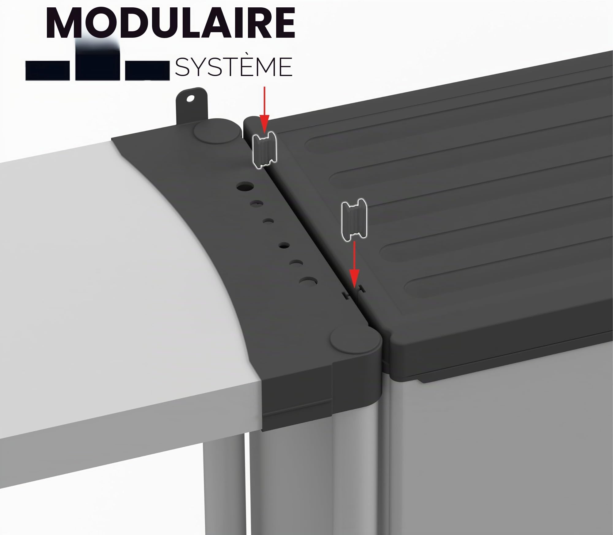 mongardi W2016 Armoire résine PVC PP 1 porte 1 étagère modulaire 34x40x85 cm Noir