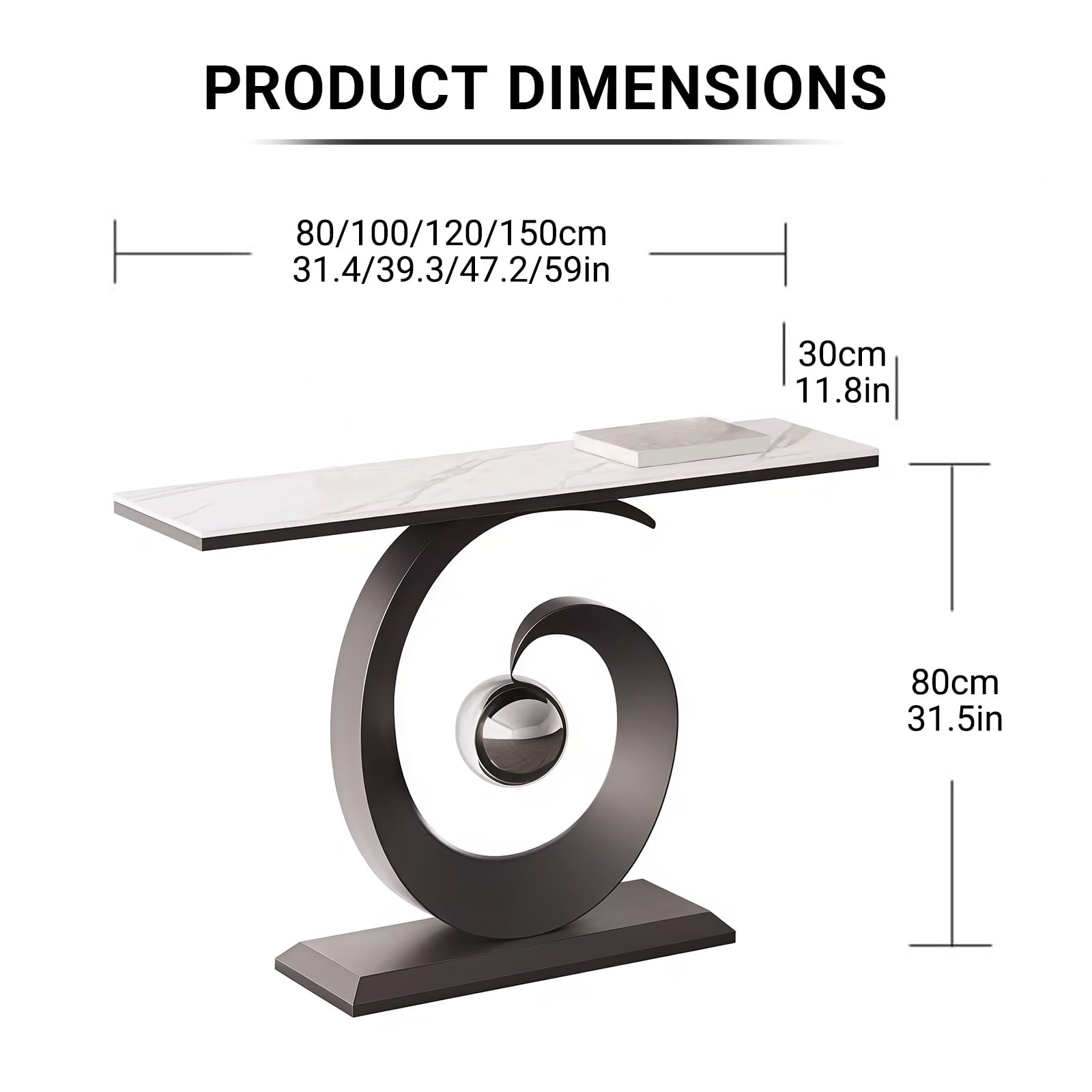 Consola para Entrada,Moderna Mesa de Entrada,Mesa Estrecha con Estructura de Metal,Mesa de Entrada con Base de círculo,para Recibidor Sala de Estar(Gold+Brown,150cm/59)