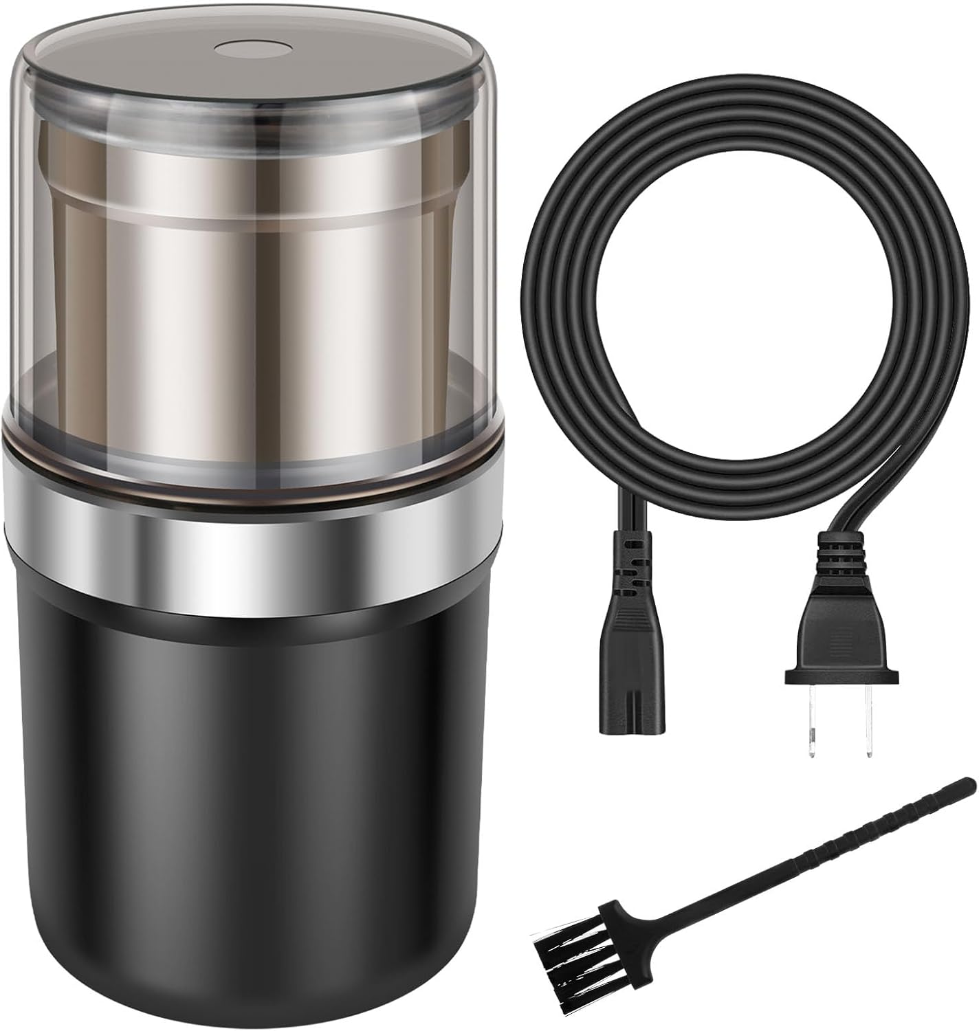 Electric Coffee Grinder Compact Electric Spice Grinder with Removable Stainless Steel Bowl One Press Handling Electric Coffee Bean Grinder Practical Coffee Bean Mill for Home Kitchens US(black)