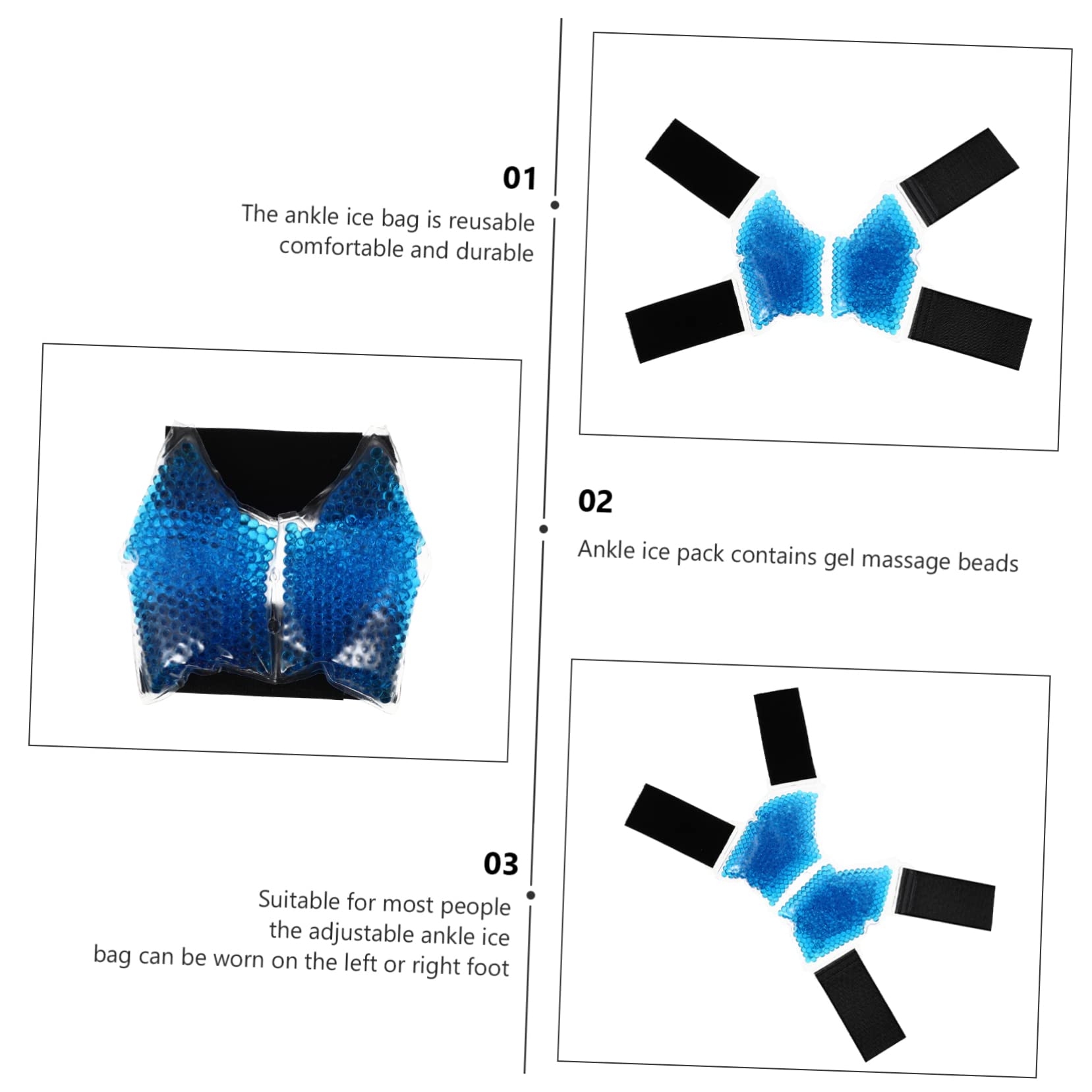 Borsa Ghiaccio per Caviglia e Piede in Gel Pvc Blu Riutilizzabile per Terapia Fredda e Calda Allevia Gonfiore per Infortuni e Riabilitazione