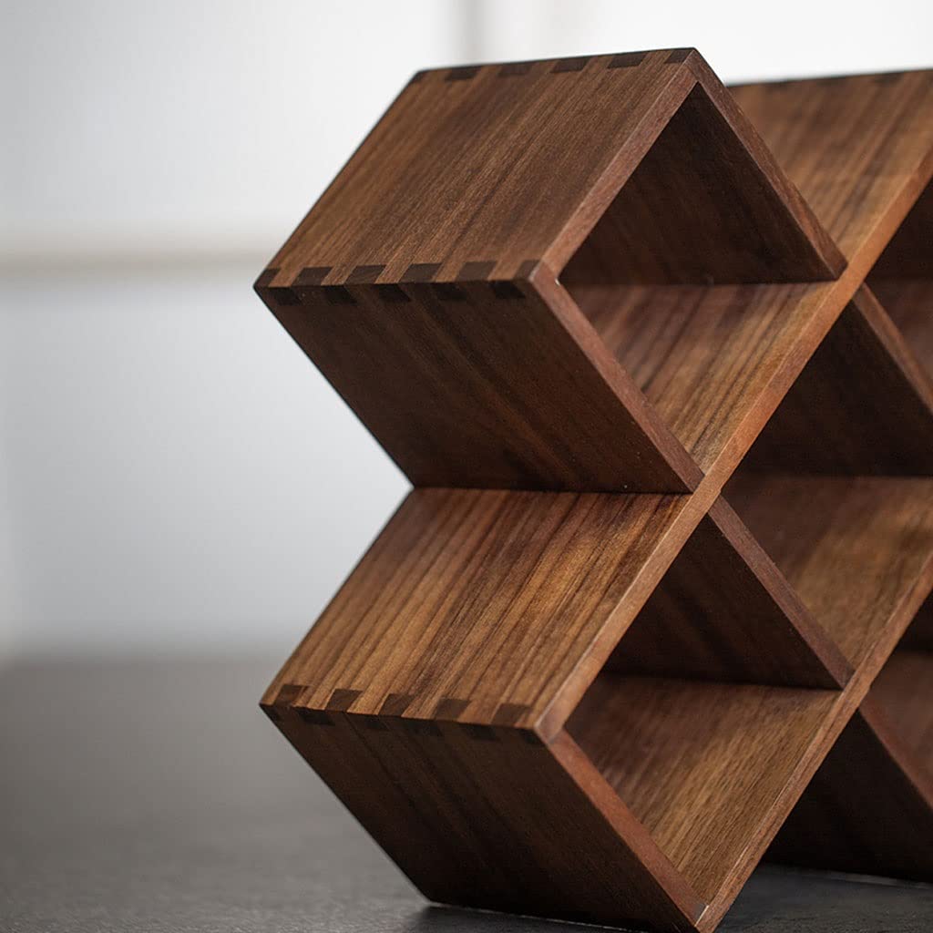 Questo portabottiglie in Noce Nero - Mobiletto portabottiglie in Legno con Supporti - Scaffali rustici per Bottiglie di Vino Rosso - Elegante portabottiglie per Bar e Cucina