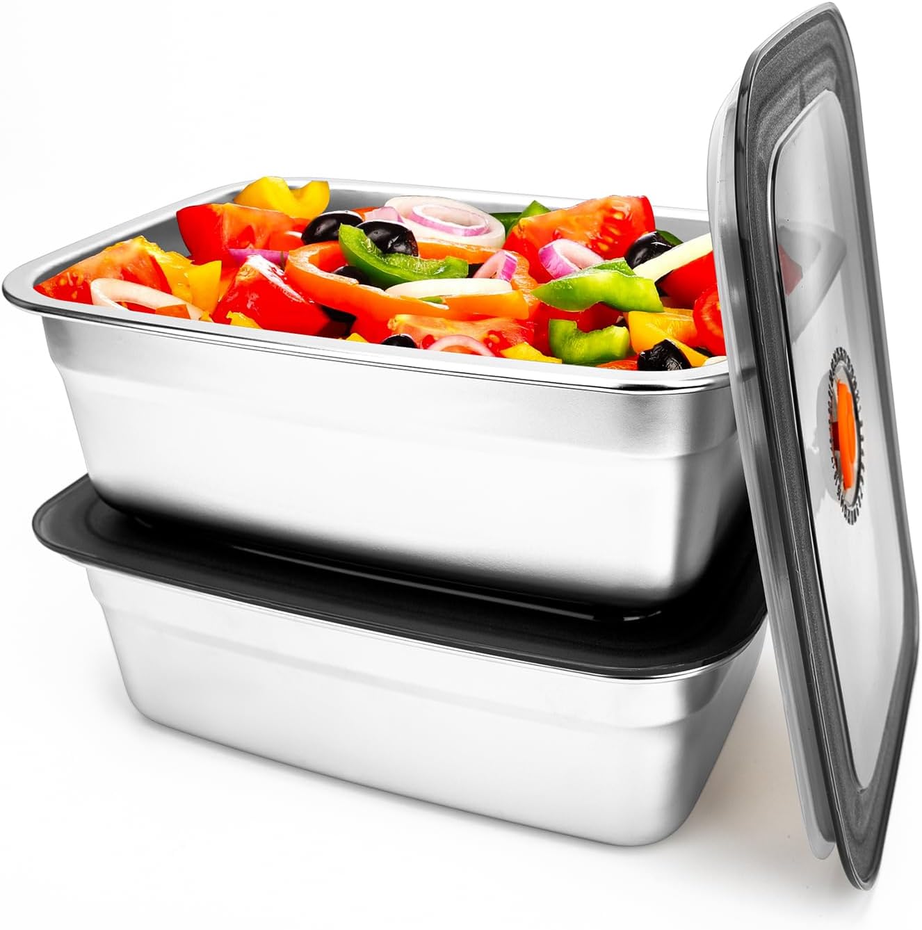 2 PCS Stainless Steel Food Storage Containers(27oz) with Lids Leak Proof & Airtight | Square Stainless steel freezer Containers,For Meal Prep,Fruit,Snack,Freezer - Thumbnail 2