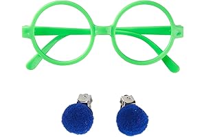 Mirabel Madrigal Mirabel Green Round Frame Glasses with Blue Clip-on Earrings