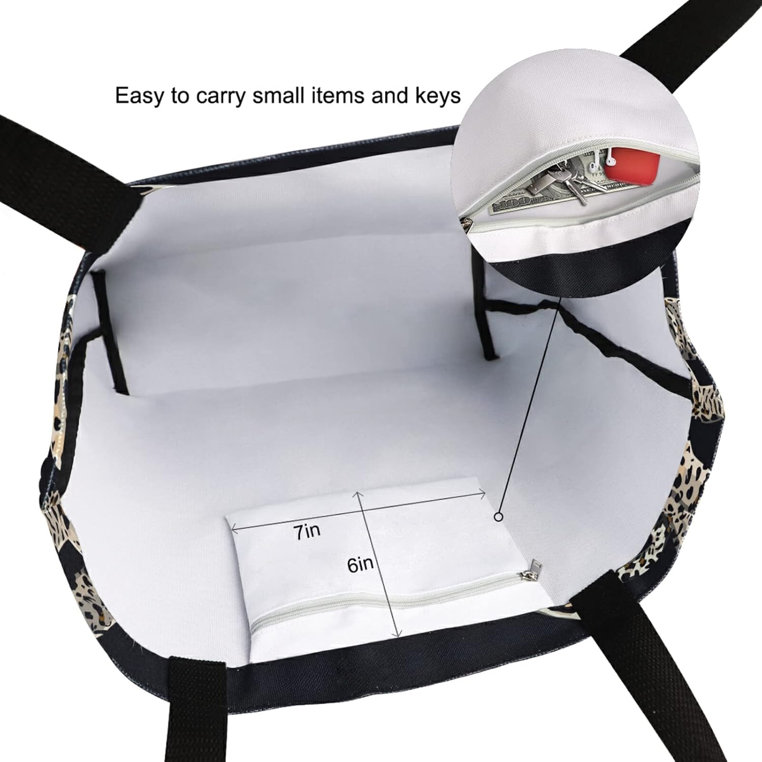 Chic Extra Large Shoulder Grocery Tote Bag, Fashion Leopard Canvas Reusable Handle Bags for Men Women Gym Weekender Picnic Beach Travel Home Storage Market Shopping - Image 7