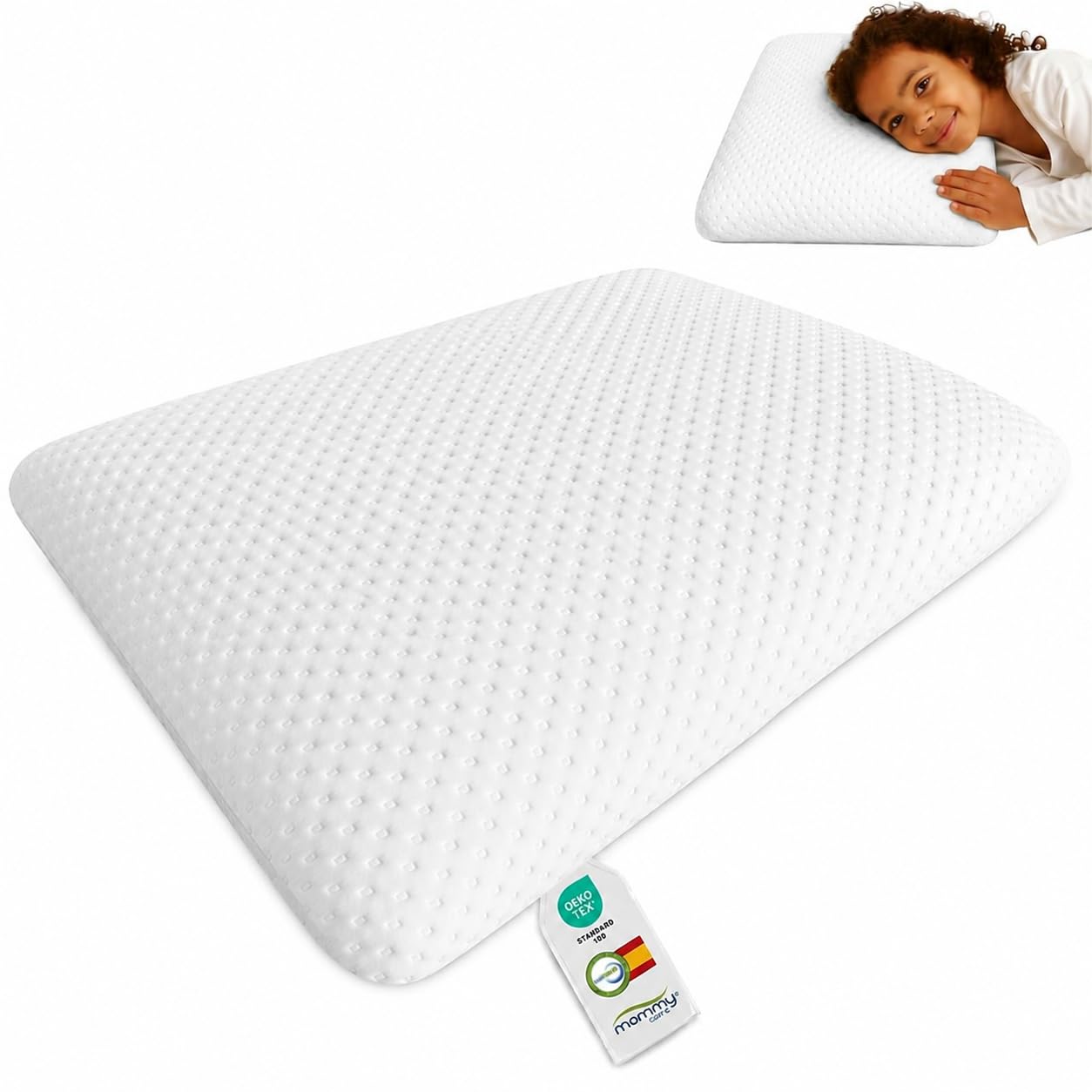Oreiller Enfant Viscoélastique 40X60X6 Ergonomique Respirant Hypoallergénique Soutien Cervical Bébé Enfant 2 À 8 Ans pour Lit Bébé Et Lit Junior 90X190 Housse Lavable Douce