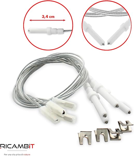 Candelette Accensione Piano Cottura Kit 4 Pezzi 34 mm Compatibili con Ariston Indesit Nardi Whirlpool C00052951 482000062500 – Kit Ricambio Universale Cucina Gas - 3