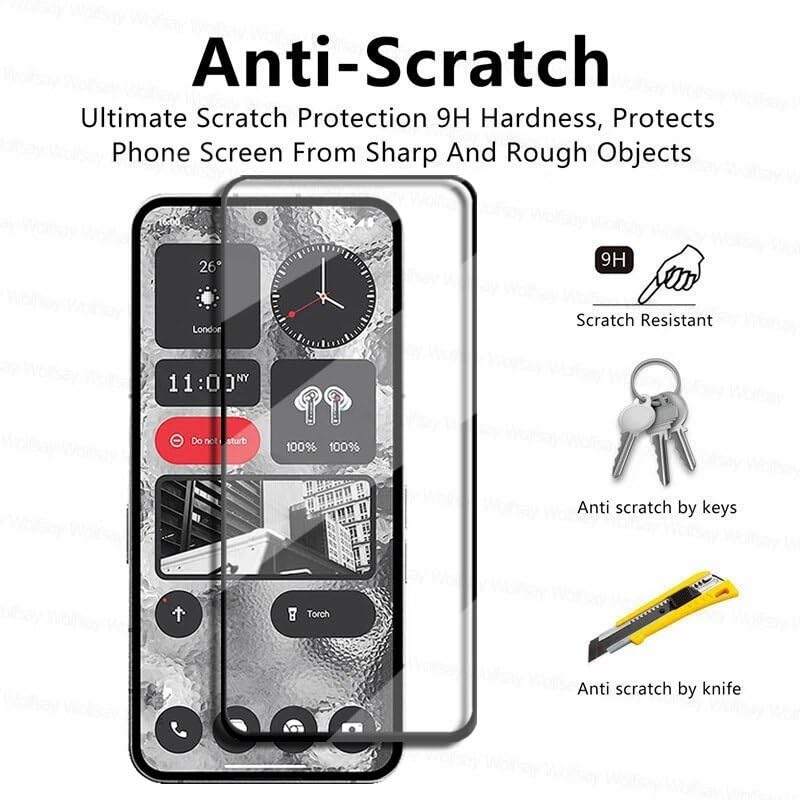 Image of SPAZY CASE Nothing Phone 2 Premium Tempered Glass (Black) - 9H Full Glue Full HD, Anti Scratch Screen Guard for Nothing Phone 2