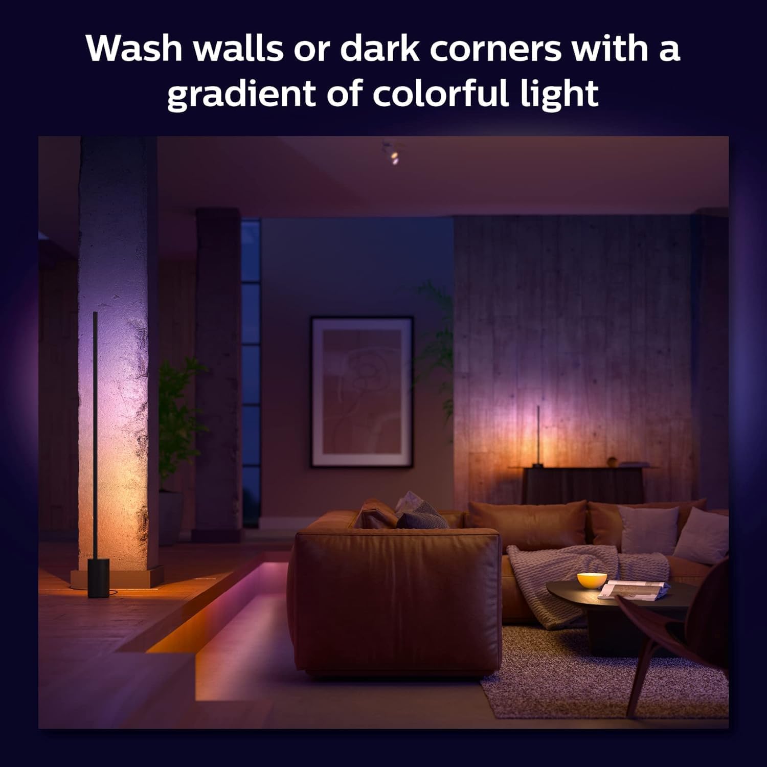 Philips Hue Signe White and Colour Ambiance Gradient Table Lamp [Black] Smart Bedroom Lighting with Bluetooth Plug-in Lamp Works with Alexa Google Assistant and Apple Homekit. product thumbnail 7