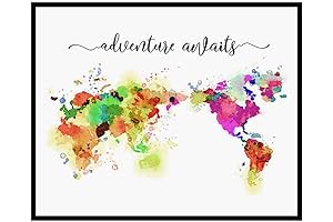 Adventure Awaits Watercolor World Map Poster: An Enchanting Visual Journey
