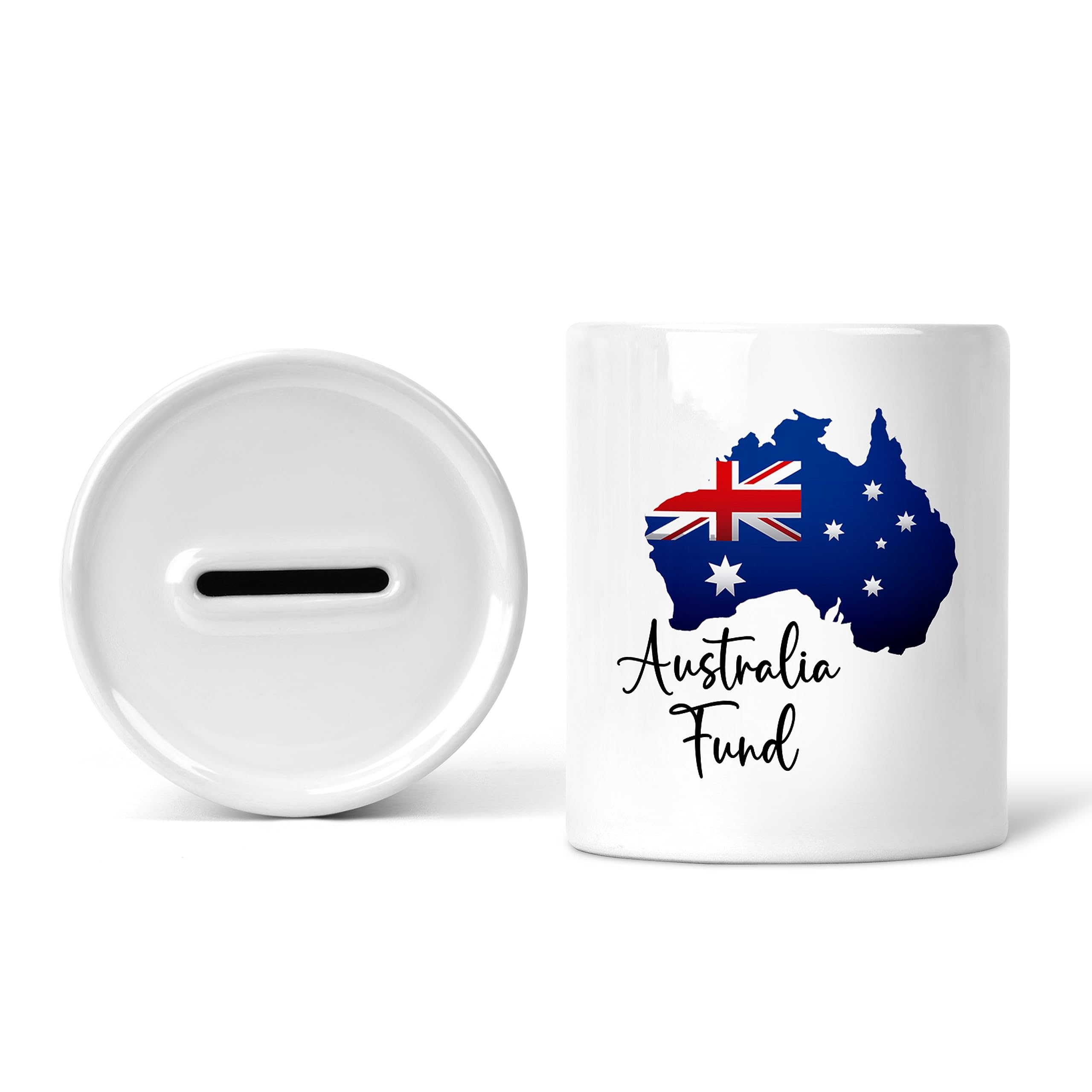 Rib Ticklerz White - Money Box Australia Fund Piggy Bank Savings Jar Travel Travelling Holiday Savings Pot Novelty Gift Printed Saving Box Birthday Present - Mb2
