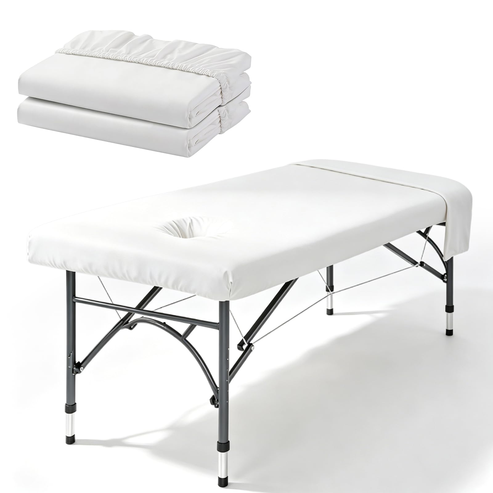 Spannbezug für Massageliegen mit Loch 70x190x12 cm Waschbar Hyperelastisch Weiß