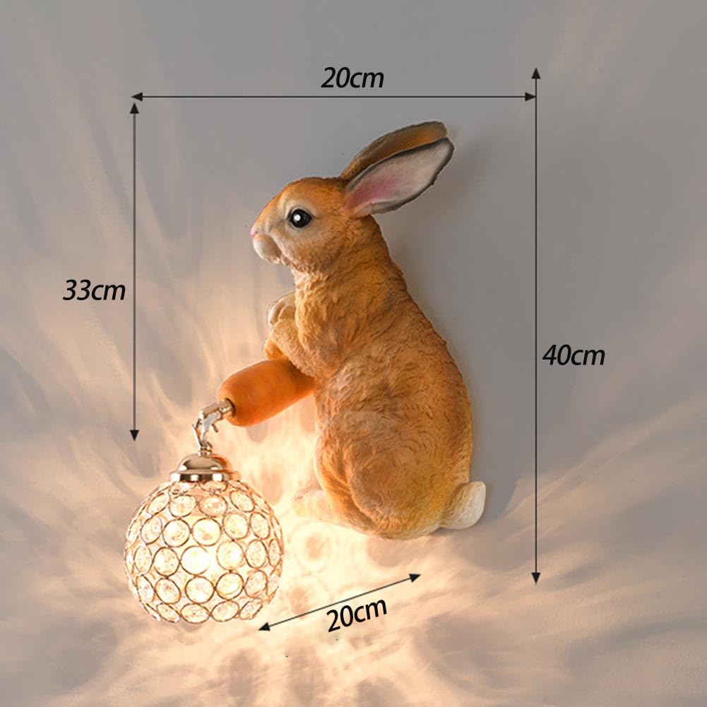 Kryształowy kinkiet 3D w kształcie króliczka, lampa nocna LED do wnętrz żywica królik szklany korytarz schody sypialnia