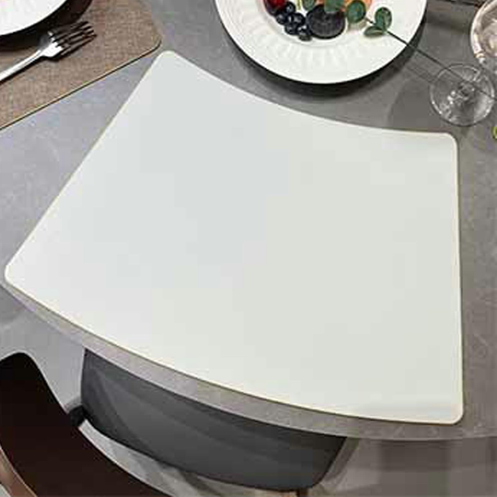 Platzset Wendbar Kunstleder Abwischbar, Sektor Platzdeckchen Gesteppt Doppelseitig Zweifarbig 50x37x30cm 6er, Hellgrau Beige Tischsets PVC Leder für Küche Hause