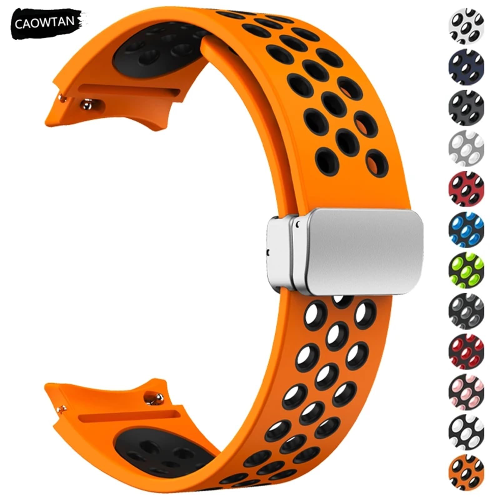 JDIME Cinturino in silicone da 20 mm per Samsung Galaxy Watch 6 Classic 43 47mm 5Pro 45mm Breathe No Gaps Orologio con fibbia magnetica 7 6 5 4 40mm 44mm Cinturini per orologi