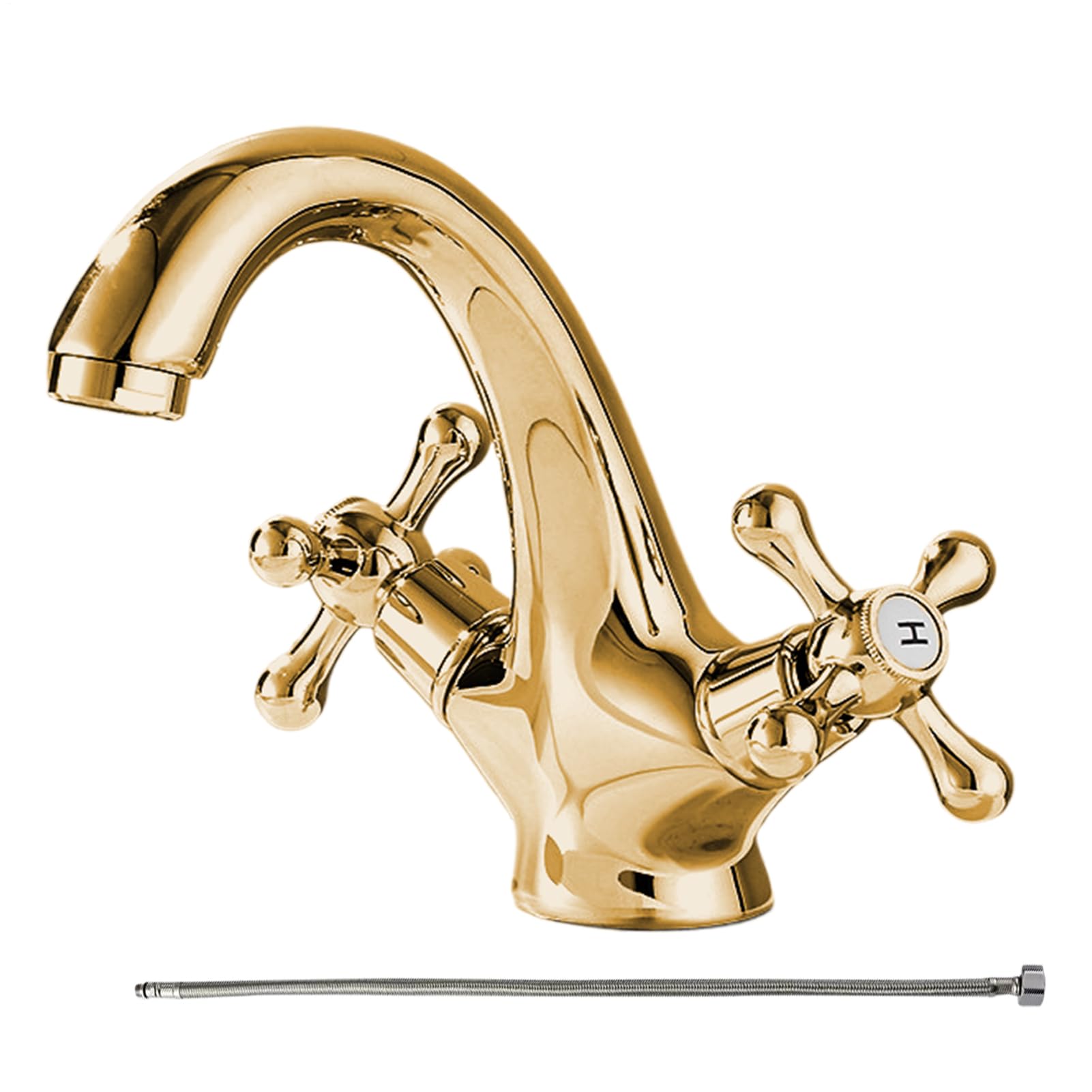Robinet de cuisine double poignée vintage laiton pour lavabo et évier