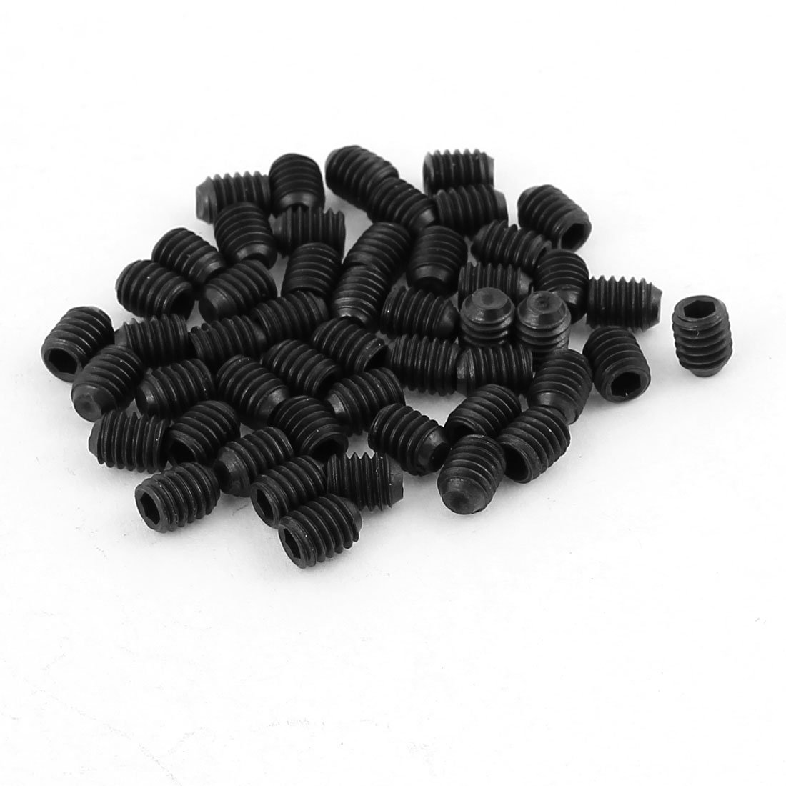 uxcell 50Pcs Black M4 x 5mm Alloy Steel Hex Socket Set Grub Screws Headless Cup Point