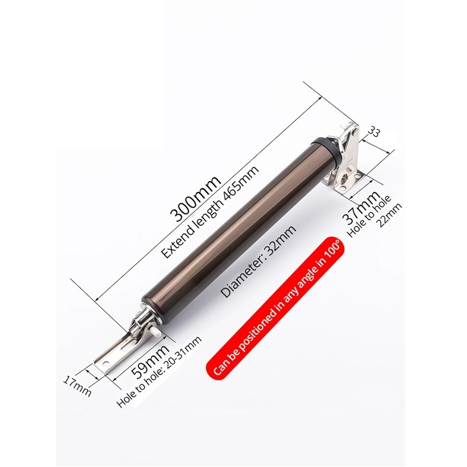 2 pz Pneumatico Chiudiporta Soft Close Porta Automatica Chiudi Arresto Hardware Molla A Gas Posizione di 100 Gradi 35 KG Per Porte(White)