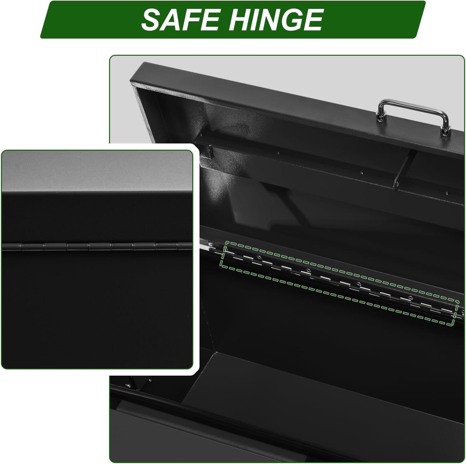 24" Truck Tool Box,Heacy Duty Metal Storage Organizer with Strong locking tongue,Trailer Tongue Box with Safe Hinge, for Truck,Pickup,RV,Garage,Best gift for family and friend,Black Power Coating