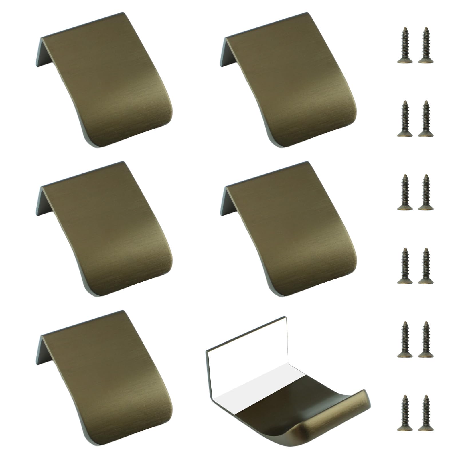 MOROBOR 6pcs Finger Edge Pulls, Self Adhesive Concealed Cabinet Drawer Handles Modern Invisible Furniture Hardware Handle for Wardrobe Cabinet, 30mm/Antique Bronze — image 1